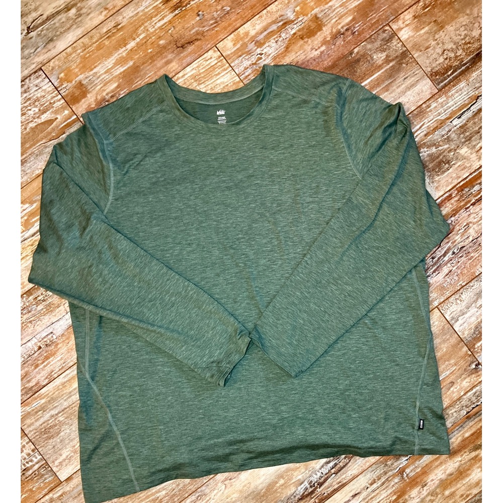 REI Co-op Shirt Mens 3XL Green Long Sleeve Stretch Athletic‎ Outdoor
